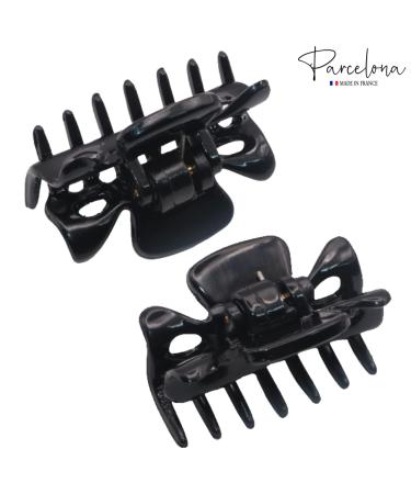 Parcelona French Classic Small Celluloid Hair Claw Clip - No Slip Grip - Made in France (Solid Black) - Buy Online on GoSupps.com
