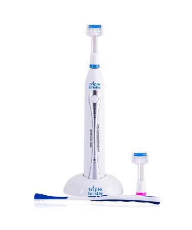 Triple Bristle Original Sonic Toothbrush | Rechargeable 31,000 VPM Tooth Brush | Patented 3 Head Design | Angled Bristles Clean Each Tooth | Dentist Created & Approved | Triple Bristle Original