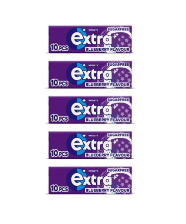 5 x packs Wrigley's Extra Blueberry Flavour Sugar Free Chewing Gum 14g x 5 Multipack