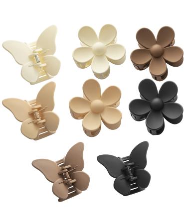 8Pcs Large Hair Claw Clips Claw Clips for Thick Hair Neutral Square Claw Clip Big Matte Hair Clip Strong Jaw Clips Butterfly Non-slip Hair Clips for Women s Thin Hair (2 Styles)