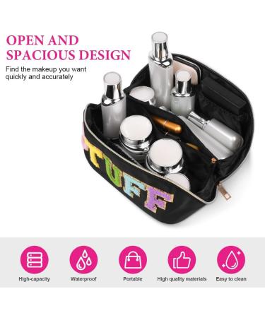 Aucuu Premium Nylon Cosmetic Travel Bag | Large Capacity Zipper Organizer | Waterproof Portable Makeup Case | Gift for Women (Black) #19 - Buy Online on GoSupps.com
