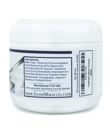 Silver Miracles Colloidal Silver Cream 4oz | Skin Healing, Moisturizing, Handmade in USA | 99.999% Pure Silver | Scent & Dye Free - Buy Online on GoSupps.com