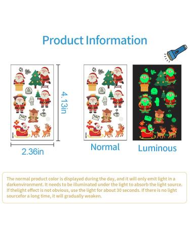 Glow in The Dark Christmas Temporary Tattoos for Kids - Santa, Reindeer, Snowman & More | 10 Sheets 120PCS Holiday Party Supplies - Buy Online on GoSupps.com