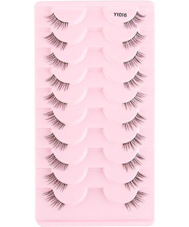 KANGQL Half Lashes False Eyelashes Natural Half Lashes Short Wispy Clear Band Lashes Pack Cat Eye 3D Faux Mink Lashes Fake Eyelashes 10Pair - Buy Online on GoSupps.com