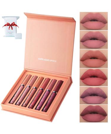 behound Havenlyn The Everlasting Liquid Lipstick Matte Set of 6 Highly Pigmented Lipstick Matte Long Lasting Smudgeproof Nonstick Cup Everlasting Liquid Lipstick Gift Set for Women Spring Summer Set