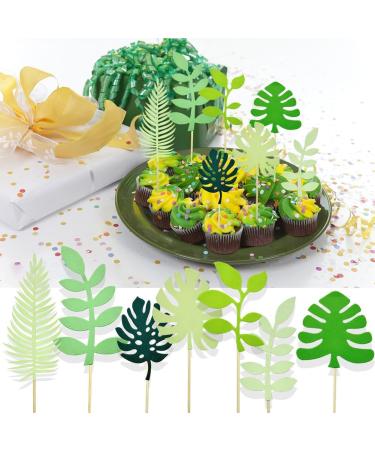 14 PCS Tropical Leaves Cake Topper Personalised Artificial Palm Leaves Glittery Tropical Jungle Cake Topper Tropical Party Jungle Hawii Summer Theme Birthday Party Supplies Cake Decorations - Buy Online on GoSupps.com