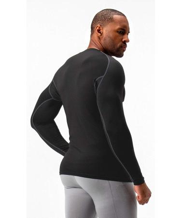 DEVOPS Men's Thermal Long Sleeve Compression Shirts 2 Pack - Medium Black/Black - Buy Online on GoSupps.com