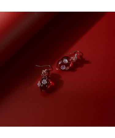 Feylie Heart Dangling Earrings | Gothic Punk Asymmetrical Ear Cuffs | Unique Heart Pendant Earrings for Halloween Party - Buy Online on GoSupps.com