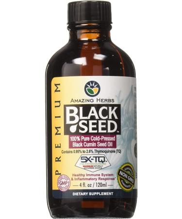Buy Amazing Herbs Black Seed Oil - 100% Pure Cold-Pressed Black Cumin Seed Oil (4 fl oz) - Buy Online on GoSupps.com