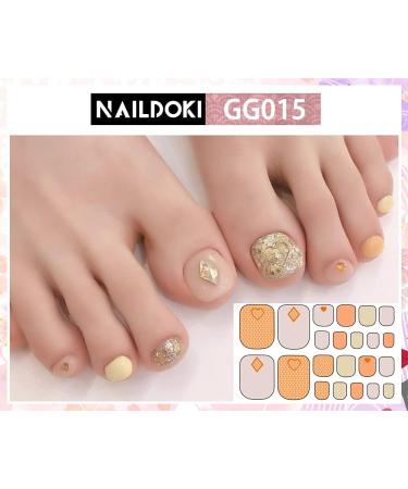 NAILDOKI Nail Stickers - 6 Sheets (132 Pieces) Full Wraps Self-Adhesive Gel Nail Art Decals for Women & Girls | F-01 Design - Buy Online on GoSupps.com