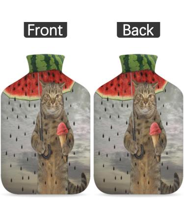 Buy Cute Cat Watermelon Heat Bottle - 2L Cozy Hot Water Bottle for Pain Relief & Warmth | Fluffy Cover for Kids & Adults - Buy Online on GoSupps.com