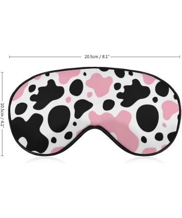Shop Pink Black White Cow Print Sleep Mask for Women | Adjustable Eye Shades with Elastic Strap Perfect for Travel & Sleep - Buy Online on GoSupps.com
