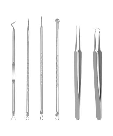 6pcs Blackhead Remover Tool Acne Extractor Comedones Tweezers Pimple Spot and Removal Tools Set with Case