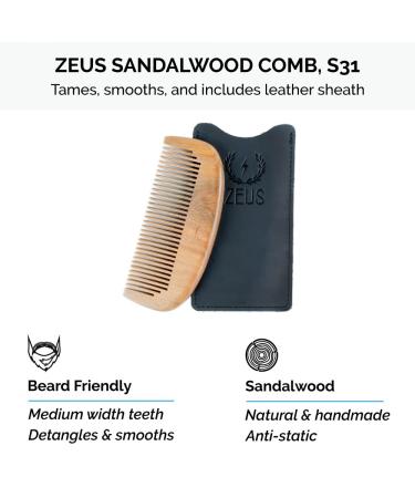 ZEUS Premium Beard Care Kit Complete Grooming Set with Beard Wash Oil Balm Brush & Comb (Sandalwood) for Ultimate Grooming - Buy Online on GoSupps.com