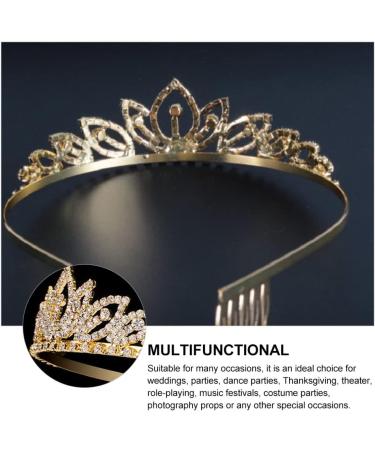 FRCOLOR 1pc Decorative Rhinestone Dress Accessory Princess Headband Shiny Crystal Crowns Party Women Bride Exquisite Comb Girls Trend Bridal Prom Party Baroque Shining Gold Plastic Tiara Small 15x3cm Golden - Buy Online on GoSupps.com