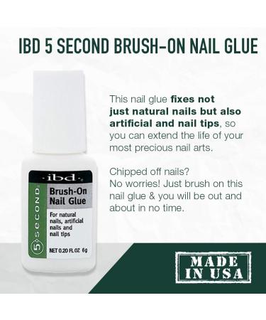5 Second Brush-On Nail Glue 6g - For Nail Tips, Full Cover Nails, and Repairing Cracked/Split Natural Nails - 3-Pack 0.20 Fl Oz - Buy Online on GoSupps.com