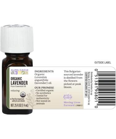 Buy Aura Cacia Organic Lavender Essential Oil - Pure 0.25 fl oz (7.4 ml) for Relaxation - Buy Online on GoSupps.com