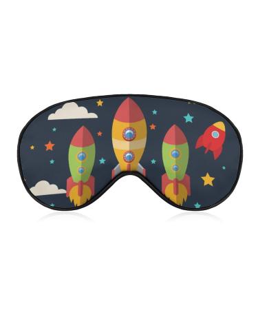 LynaRei Large Outer Space Sleep Mask Rockets Telescope Planets Blindfold for Sleeping Elastic Blackout Eye Mask Cover for Full Night's Sleep Travel and Nap Style-5