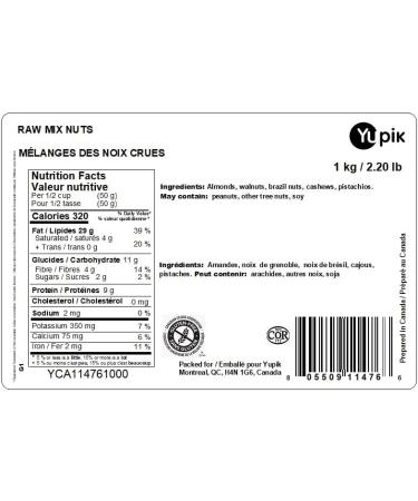 Yupik Raw Mix Nuts Almonds Walnuts Brazil Nuts Pistachios & Cashews 1Kg 1 kg (Pack of 1) - Buy Online on GoSupps.com