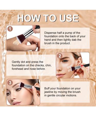 AOOWU Foundation Brush Premium Makeup Brush for Liquid Makeup Flat Top Foundation Brush Concealer Brush Multifunctional Face Brush for Liquid Cream Blending Buffing Powder Cosmetics 1 pcs - Silver black - Buy Online on GoSupps.com