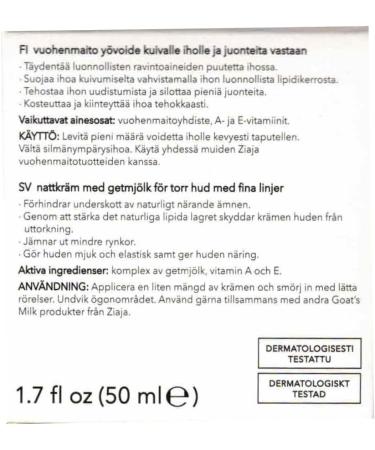 Ziaja Goat s Milk Night Cream 50Ml blue - Buy Online on GoSupps.com