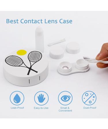 Tennis Racket Ball Round Case - Contact Lens Kit Storage Box with Mirror | Stylish & Functional - Buy Online on GoSupps.com