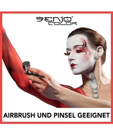 Senjo Color Basic Brush & Airbrush Bodypainting Colors Set - 5 x 75ml for Face & Body - Black White Red Yellow Blue in Suitcase - Buy Online on GoSupps.com