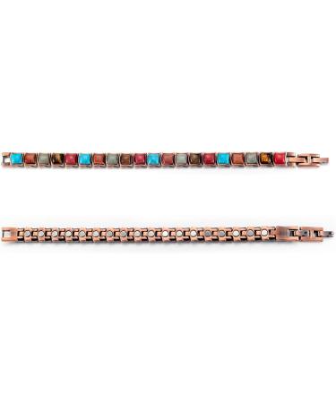 EnerMagiX Copper Magnetic Bracelet with Multi-Color Stones for Men and Women - Adjustable Size | Magnetic Therapy Wristband Gift - Buy Online on GoSupps.com
