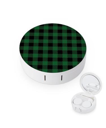 Buffalo Plaid Contact Lens Case Travel Portable Travel Contact Lens Box with Mirror