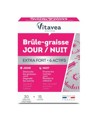 Vitavea Slimming Supplement Extra Strong Fat Burner: Guarana Chrome - Detox Draineur: Grape Marc / Lemon Artichoke - 30 Vegetable Capsules - Made in France