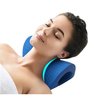 Neck Relaxer Neck Pillow Portable Cervical Traction Pillow Ergonomic Traction Neck Support Pillow for Neck Pain Relief (Color : Blue)