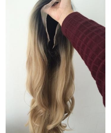 Natural Look Wavy Synthetic Wig - Dark Roots Black/Blonde Ombre Heat-Resistant High Quality - Buy Online on GoSupps.com