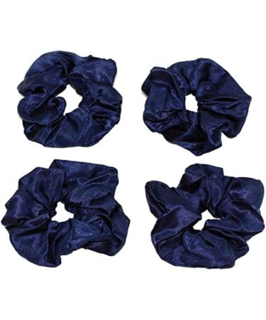 GIZZY Ladies Girls Set of 4 Navy Blue Satin Elasticated Hair Scrunchies. - Buy Online on GoSupps.com