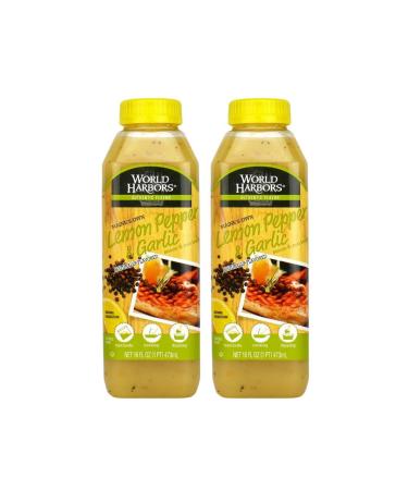 World Harbors Lemon Pepper Garlic Sauce & Marinade, Made in Maine, Ideal for Chicken Wings, Seafood, Grilled Meats, Salads, Stir-Fries, Sandwiches, Salads, Garnish Dipping Sauce 16 oz (Pack of 1) - Buy Online on GoSupps.com