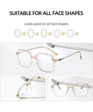 Shop Kaeoisfu Oversized Square Transparent Reading Glasses - Blue Light Blocking for Men & Women | Prescription 2.0 Diopters - Buy Online on GoSupps.com