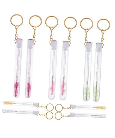 FRCOLOR 10 pcs Brush Lash Mascara Keychain Wand Girl Women Makeup Tube Crystal Mascarades