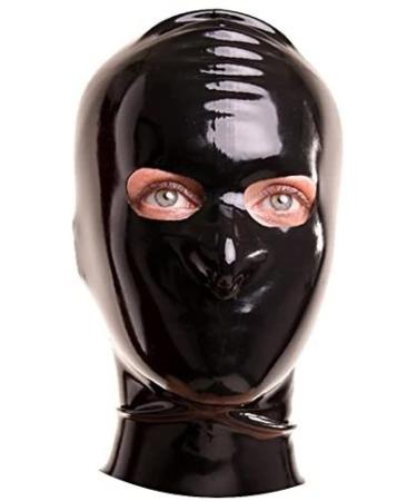 Latex hood with zipper and openings for the eyes black small black S