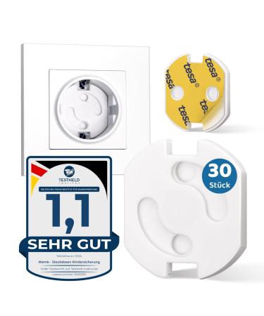 WEMK sockets child locking 30 pieces with Tesa adhesive tape socket protection with rotary mechanism child locking socket socket fuse for babies and children - Buy Online on GoSupps.com