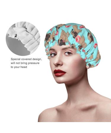 Waterproof Donuts Pug Shower Cap for Women - Reusable Luxury Fashion Bath Hair Cap - Elastic & Easy to Wear - Suitable for All Hair Types - Color 3 - Buy Online on GoSupps.com
