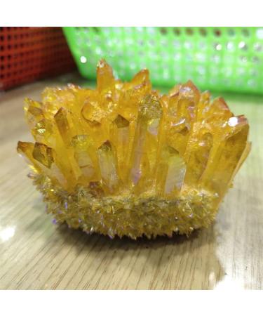 Room Decoration Yellow Electroplated Natural Crystal Cluster Specimen Rough Rock Quartz Flowers Aura Stones Gift Modern House Decoration (Size : 250-350g) - Buy Online on GoSupps.com