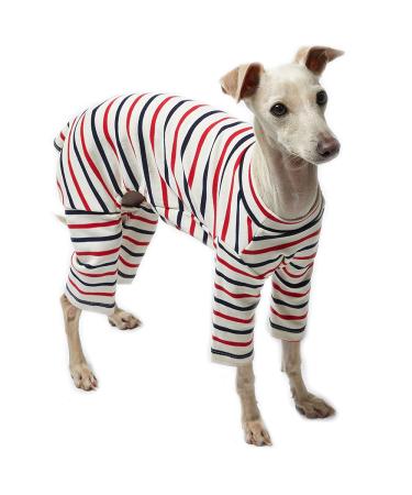 Lucky Petter Basic Soft Dog Pajamas for Small Dog Onesie Doggie Jammies Dog Shirt Stretchable Dog Jumpsuit Bodysuit pjs (Large, Stripe White) Large Stripe White