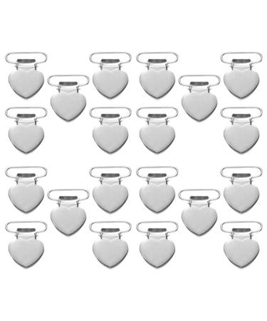 Fomiyes 20st braces clips pacifier clip made of metal braces hook metal clips in heart shape clips for pacifier chain tight tape clips pacifier clipper fabric clip clothing child