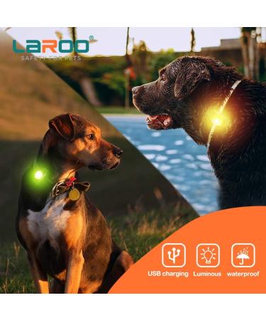 Laroo Safety LED Lights for Dogs & Cats - USB Rechargeable Waterproof Night Walking Collar Light (Green) - Buy Online on GoSupps.com