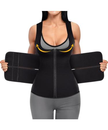 Sauna Sweat Vest Waist Trainer for Women - 2-in-1 Neoprene Sauna Suit for Weight Loss - 3X-Large Black - Buy Online on GoSupps.com