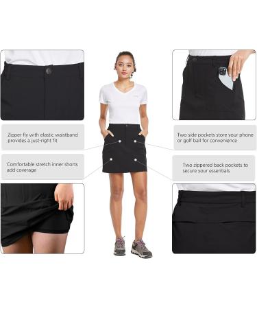 BALEAF Women's UPF 50 Outdoor Skort with Zip Pockets - Black, Large - Buy Online on GoSupps.com