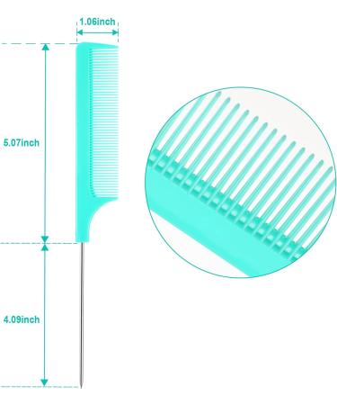 3 Pcs Rat Tail Combs Salon Hairdressing Comb | Stainless Steel Handle Fine Tooth Comb for Women Barber - Lake Green - Buy Online on GoSupps.com
