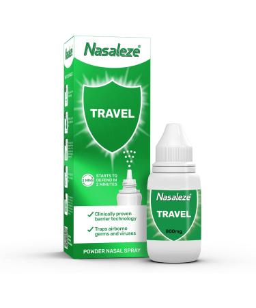 Nasaleze Travel Powder Nasal Spray Fast-Acting Defence Against Cold and Flu Traps and Deactivates Airborne Germs and Viruses Added Protection for Adults and Kids Peppermint Flavour 30-Day Supply