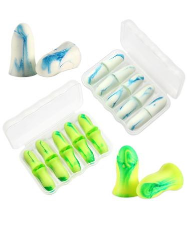 10 Pairs Ear Plugs - Noise Cancelling Earplugs for Sleep Concert Travel Study - Ear Protection from Loud Sounds Reduce 40dB Green + Blue