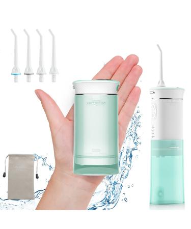 Hangsun Water Flosser Cordless Oral Irrigator Mini Portable Water Pick Teeth Cleaner HOC600 IPX7 Waterproof Electric Dental Flossers with DIY Modes 4 Jet Tips for Braces Care Travel and Home Use Green