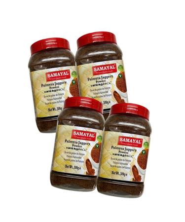 Samayal Palmyra Jaggery Powder Jar |300G | Natural Sweetener | No Preservatives Added | Jaggery Powder |Hand Crushed Gur Powder |Gluten Free | Indian Origin (Pack of 4)